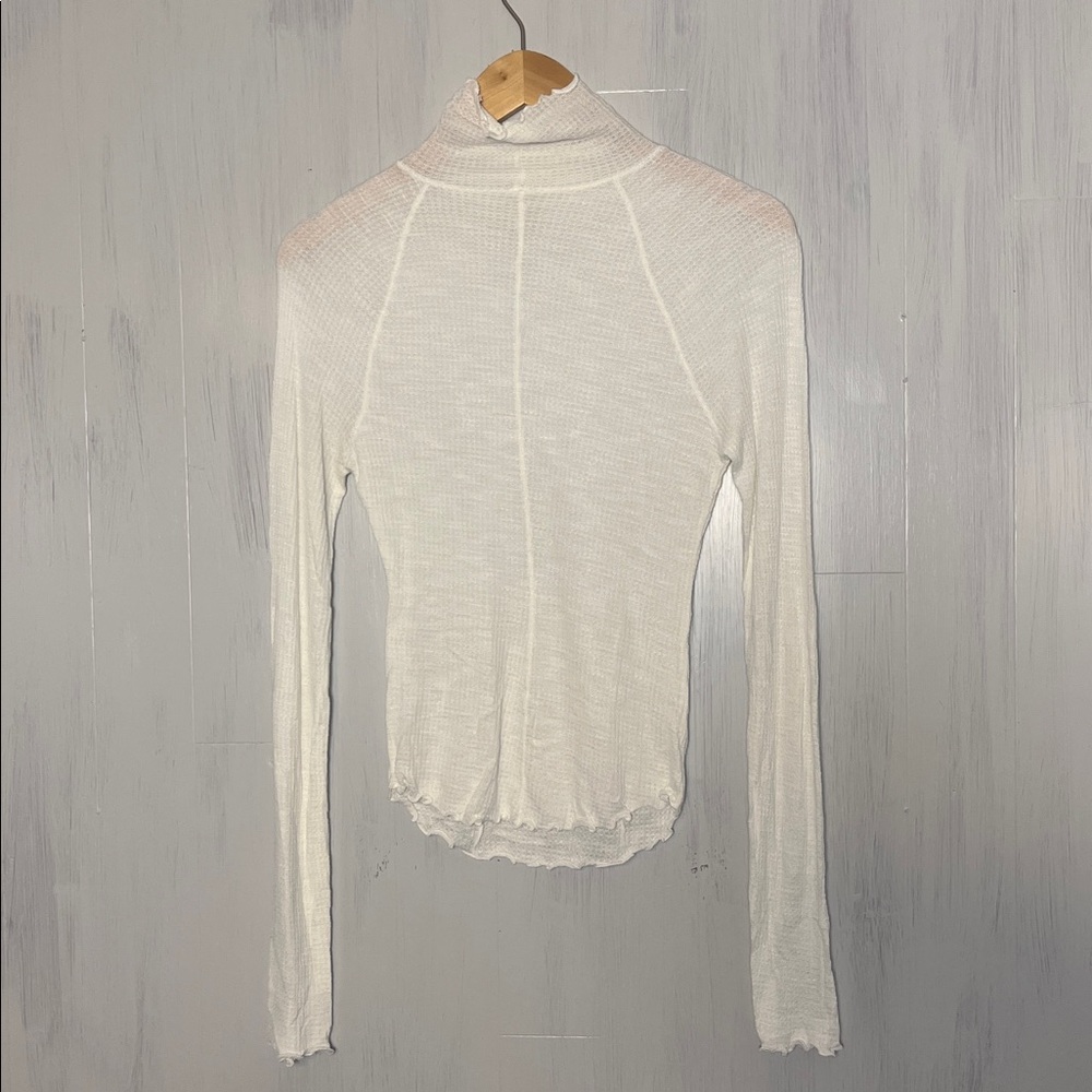 Intimately Free People Make It Easy Waffle Knit Lettuce Hem Thermal White‎ XS - Picture 6 of 8